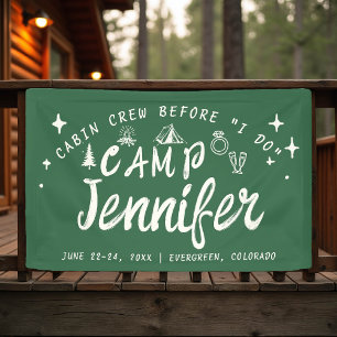 Camp Bachelorette Kabine Crew I Handgezogener Bach Banner