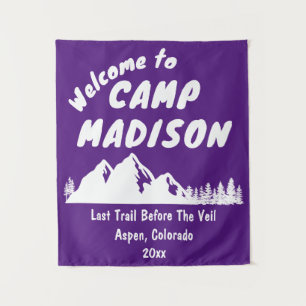 Camp Bachelorette Party Lila Prop Zeichen Wandteppich