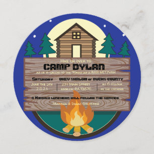 CAMP Bat Mitzvah Bar Mitzvah ROUND Einladung