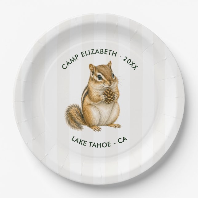 Camp Braut Chipmunk Personalisierter Junggesellinn Pappteller (Vorderseite)