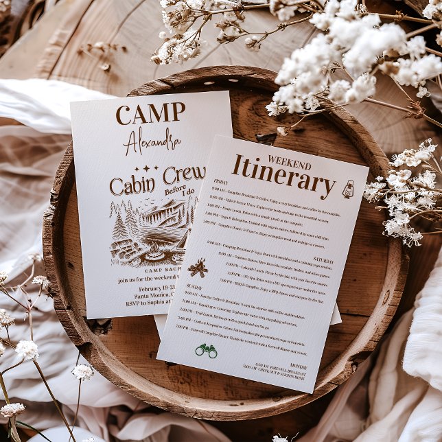 Camp Cabin Crew vor Bachelorette Einladung (Von Creator hochgeladen)