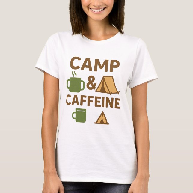 Camp Caffeine Funny Coffee T - Shirt - Kaffeecup (Vorderseite)