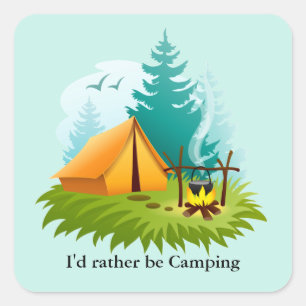 Camp-Camping-Designaufkleber Quadratischer Aufkleber