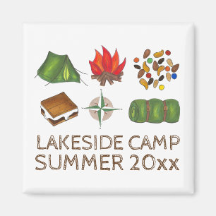 Camp Camping Zelt Kompass Campfire Schlaftasche Magnet