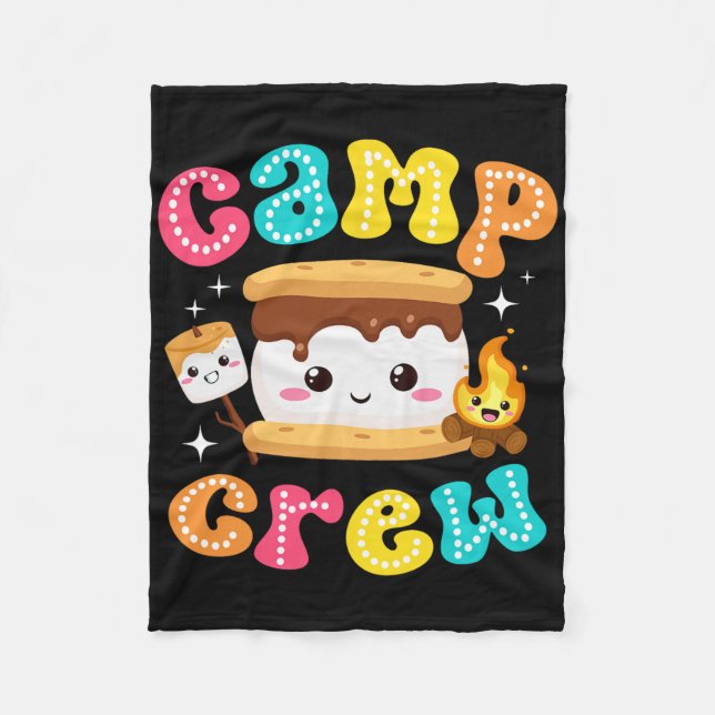 Camp Crew S'mores Marshmallow Camping Familienurla Fleecedecke (Vorderseite)
