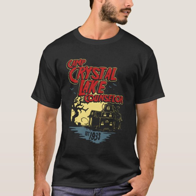 Camp Crystal Lake Counselor 80er Horror T-Shirt (Vorderseite)