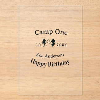 Camp einen glücklichen Geburtstag Name Datum Campi Acryleinladungen