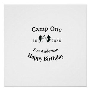 Camp einen glücklichen Geburtstag Name Datum Campi Poster