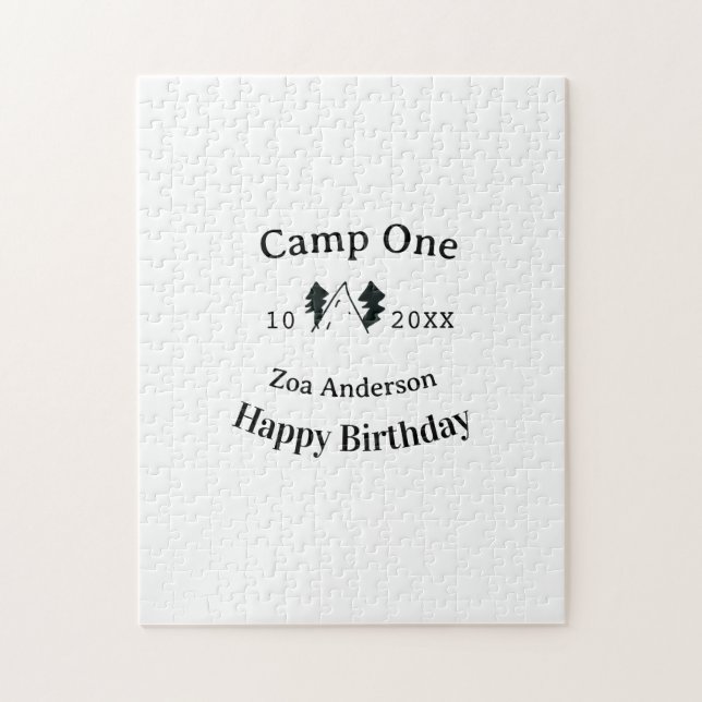Camp einen glücklichen Geburtstag Name Datum Campi Puzzle (Vertikal)