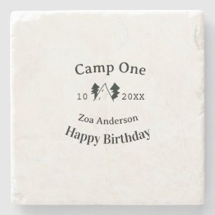 Camp einen glücklichen Geburtstag Name Datum Campi Steinuntersetzer