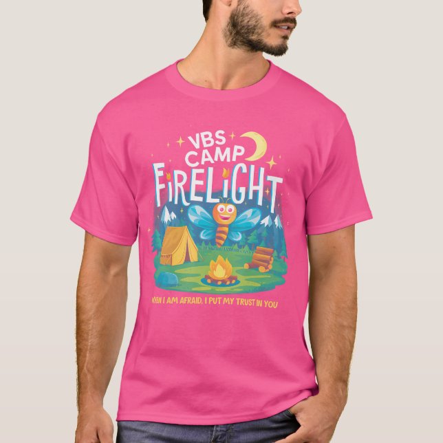 Camp Firelight VBS Campingplatz Bibelschule Feuer T-Shirt (Vorderseite)