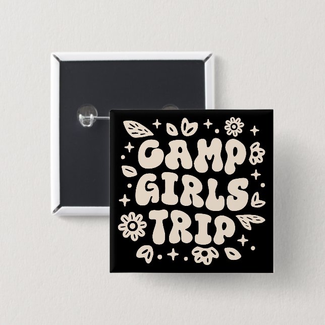 Camp Girls verreisen Retro-Vintage Ästhetik Button (Vorne & Hinten)