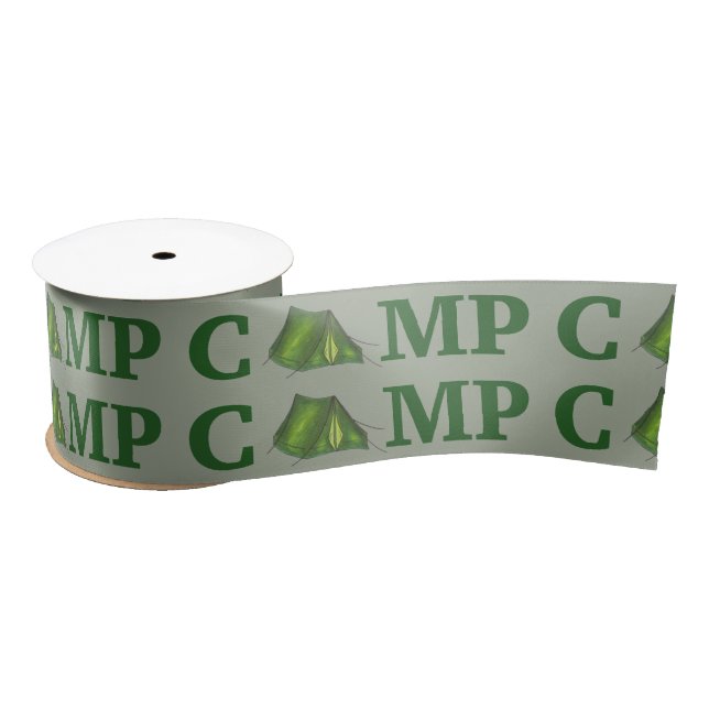 CAMP Green Tent Summer Camping Camper Ribbon Satinband (Spule)