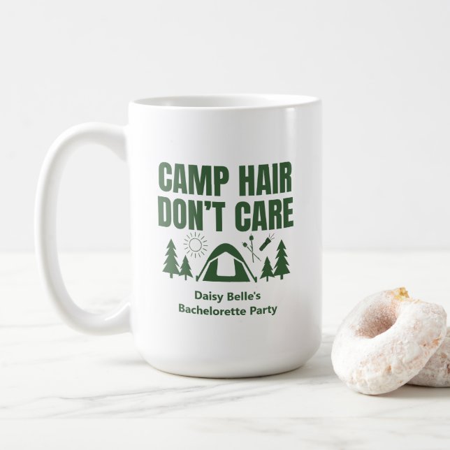 Camp Hair Don't Care Bachelorette Green  Kaffeetasse (Mit Donut)