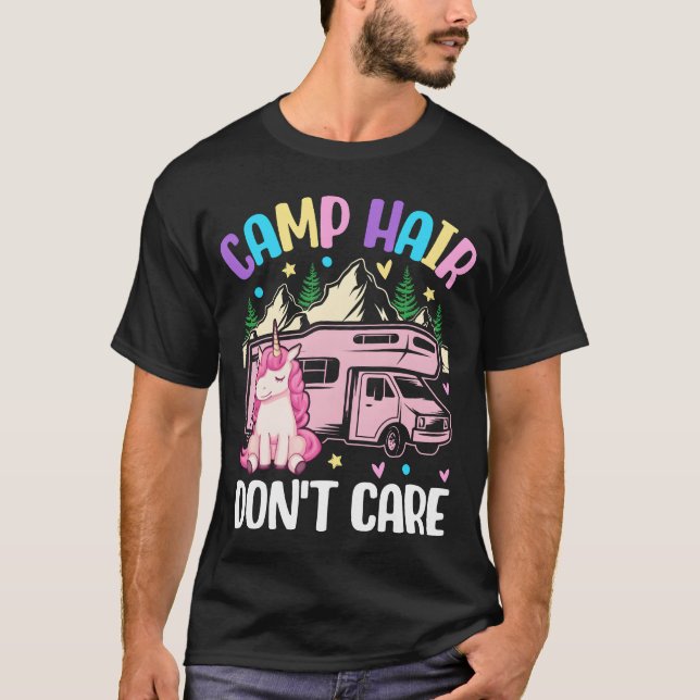 Camp Hair Dont Care Camping Girl Female Camper gir T-Shirt (Vorderseite)