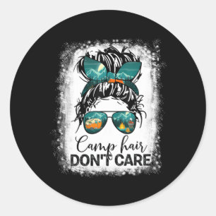 Camp Hair Keine Sorge Camper Camg Messy Bun Hair Runder Aufkleber