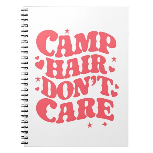 Camp Hair Keine Sorge Sommer Camping Girls Groovy Notizblock (Vorderseite)
