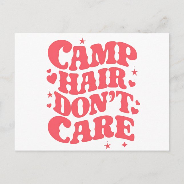 Camp Hair Keine Sorge Sommer Camping Girls Groovy Postkarte (Vorderseite)