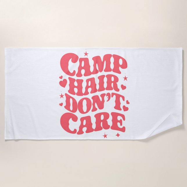 Camp Hair Keine Sorge Sommer Camping Girls Groovy Strandtuch (Vorderseite)