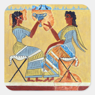Camp hocker Fresco Priestesses sprechen Replik anc Quadratischer Aufkleber