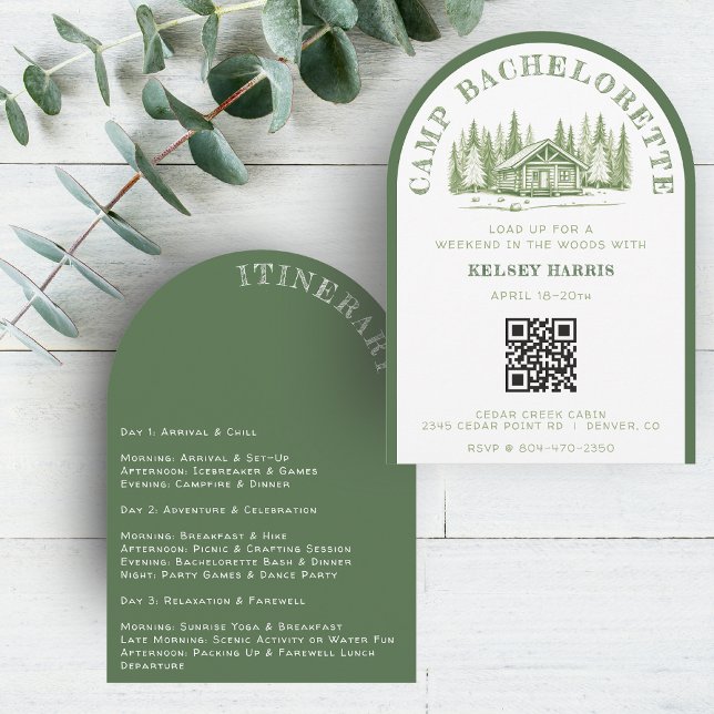 Camp Junggeselinnen-Abschied Camping Weekend Green Einladung (Von Creator hochgeladen)