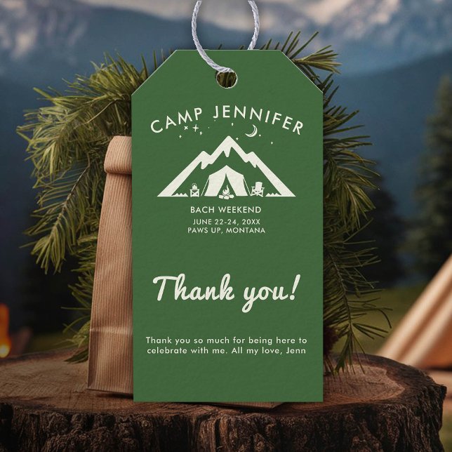 Camp Junggeselinnen-Abschied Forest Green Camping  Geschenkanhänger (camp bachelorette party forest green favor gift tag)