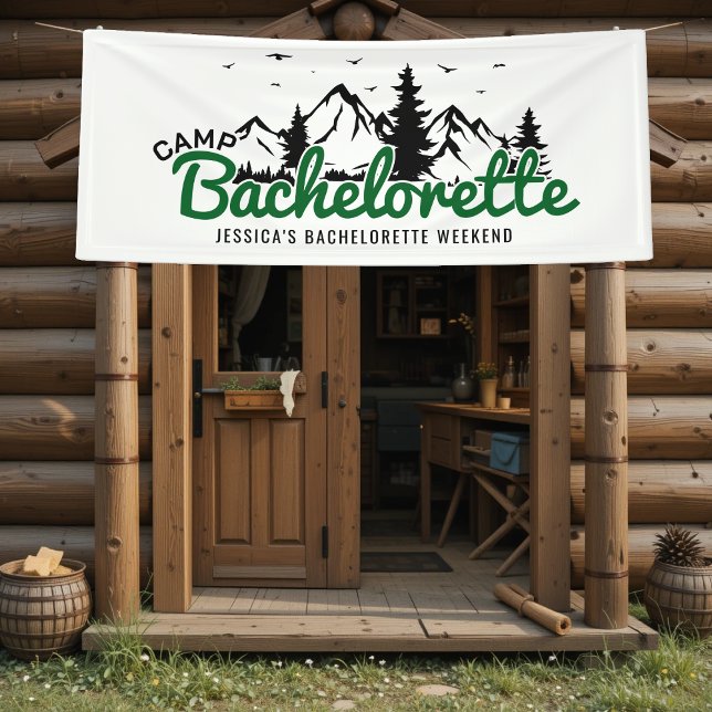 Camp Junggeselinnen-Abschied Trees & Mountains Banner (Camp Bachelorette Party Trees & Mountains Banner
)