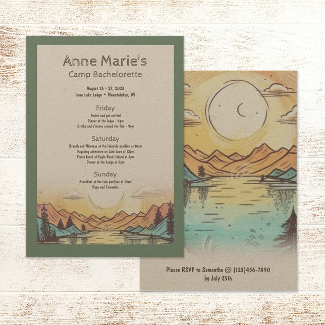 Camp Junggeselinnen-Abschied Wochenende Ausflug Einladung (Von Creator hochgeladen)