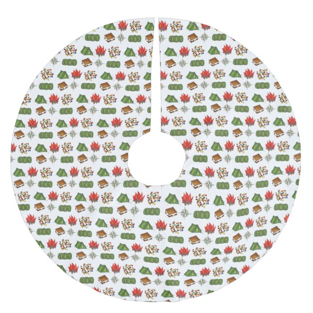 Camp Kompass Zelt S'mores Schlafsäcke Feuer Polyester Weihnachtsbaumdecke (Vorderseite)