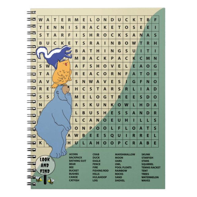 Camp-Kreuzworträtsel für Notebook-Abdeckung Notizblock (Vorderseite)