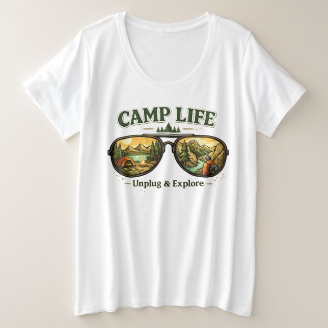 Camp Life Feels Right – Relaxed Plus Size Tee USA (Design vorne)