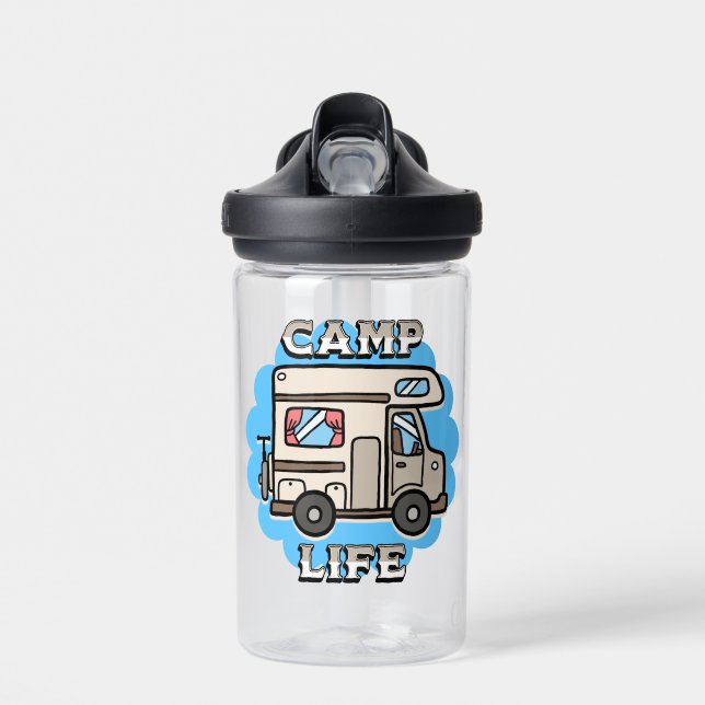Camp Life | Retro Camper Personalisiert Trinkflasche (Vorne)
