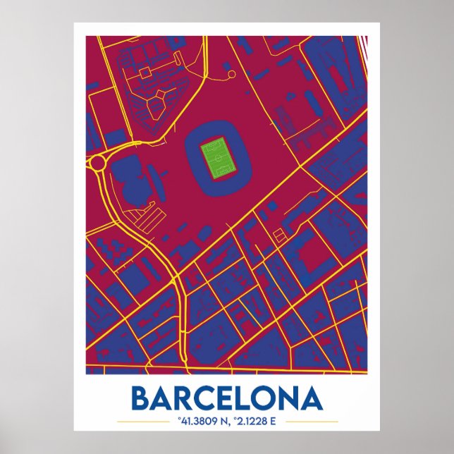 Camp Nou Map Design Poster (Vorne)