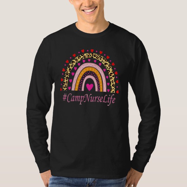 Camp Nurse Leopard Rainbow Nurse's Week T-Shirt (Vorderseite)