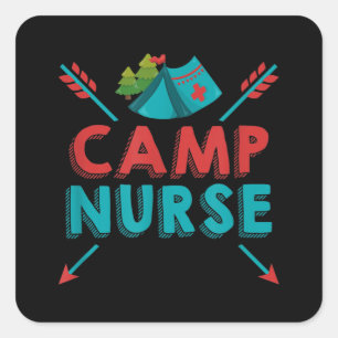 Camp Nurse Nursing RN Appreciation Camping Quadratischer Aufkleber