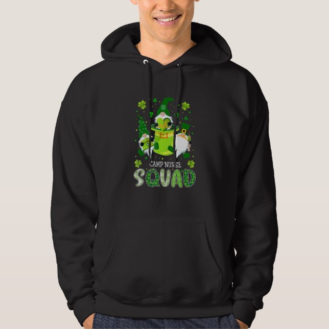 Camp Nurse Squad Pflege St Patrick Day Gnomes Iri Hoodie (Vorderseite)
