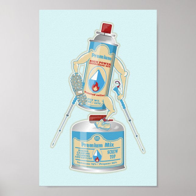 Camp-Ofen Gas Kanister lustige Wanderung Poster (Vorne)