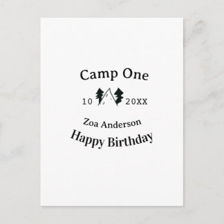 Camp one happy birthday name date campingadventure postkarte