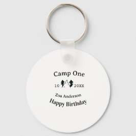 Camp one happy birthday name date campingadventure schlüsselanhänger