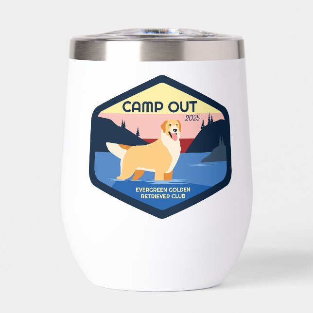 Camp Out 2025 Golden Wine Tumbler (Vorderseite)