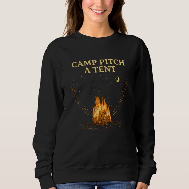 Camp Pitch a Tent Summer Camping Tropical Camper W Sweatshirt (Vorderseite)
