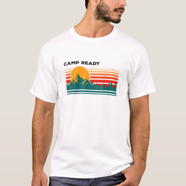 Camp Ready Tropical Camper Sonniges Campingplatz S T-Shirt (Vorderseite)