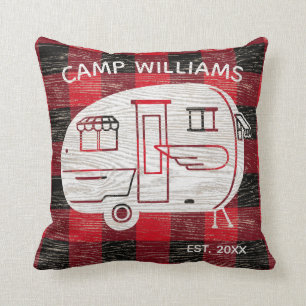 Camp Rustic Red Black Buffalo Karierter Familienna Kissen