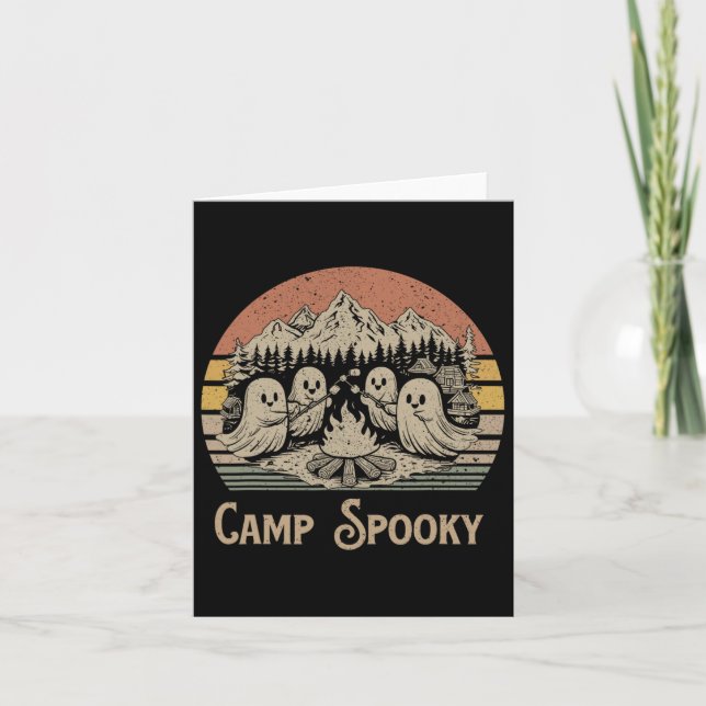 Camp Spooky SommerHalloween Niedlich Ghost Karte (Vorderseite)