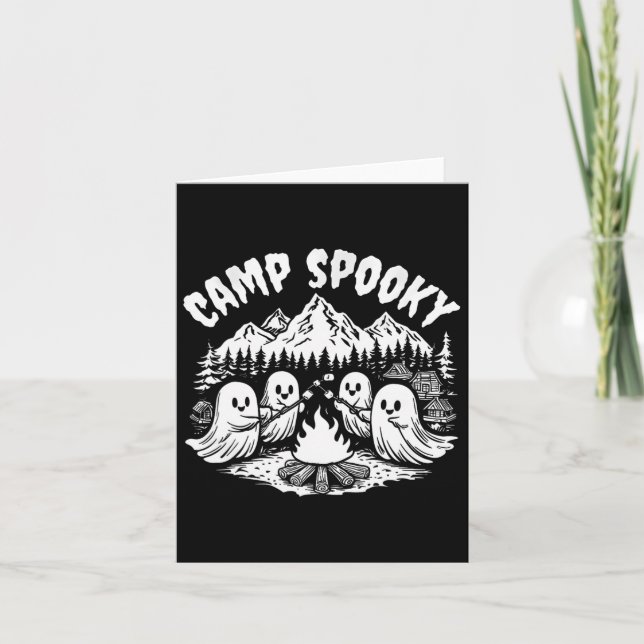 Camp Spooky SommerHalloween Niedlich Ghost Karte (Vorderseite)