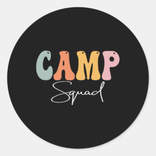 Camp Squad Retro Groovy Vintage Glücklicher erster Runder Aufkleber