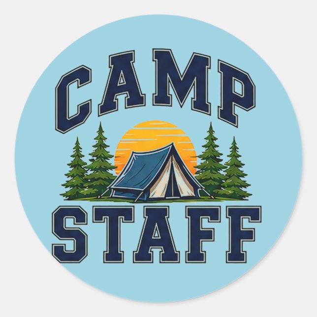 🏕️ Camp-Stab-Team-Typografie 👕 Runder Aufkleber (Vorderseite)
