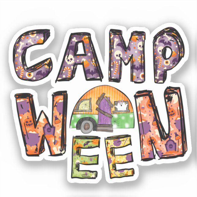 Camp Ween Halloween Camper Design Aufkleber (Vorderseite)