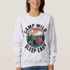 Camp Wild Sleep Easy-Bear Camping Vintage Sunset Sweatshirt