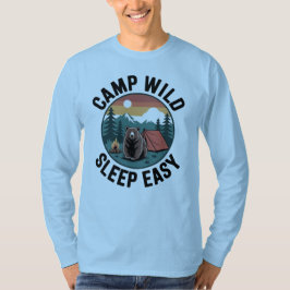 Camp Wild Sleep Easy-Bear Camping Vintage Sunset T-Shirt